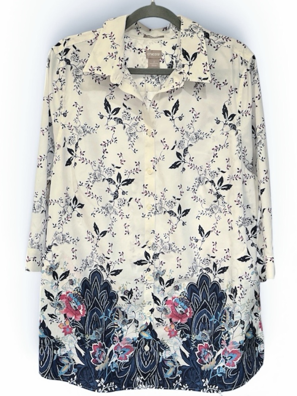 Chico's No-Iron Cotton Blend Jacobean Tunic XL (3)